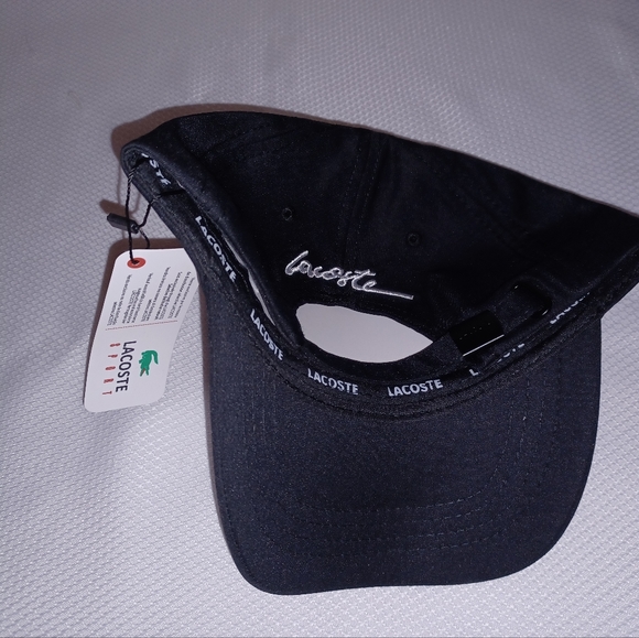 Black Lacoste Solid Cotton Baseball Cap NEW Black Lacoste Hat - Picture 4 of 5